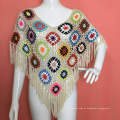 Gancho de mão colorido de crochê de crochê acessórios de vestido de flor de praia Protection protetora de xale capa de capa de capa
